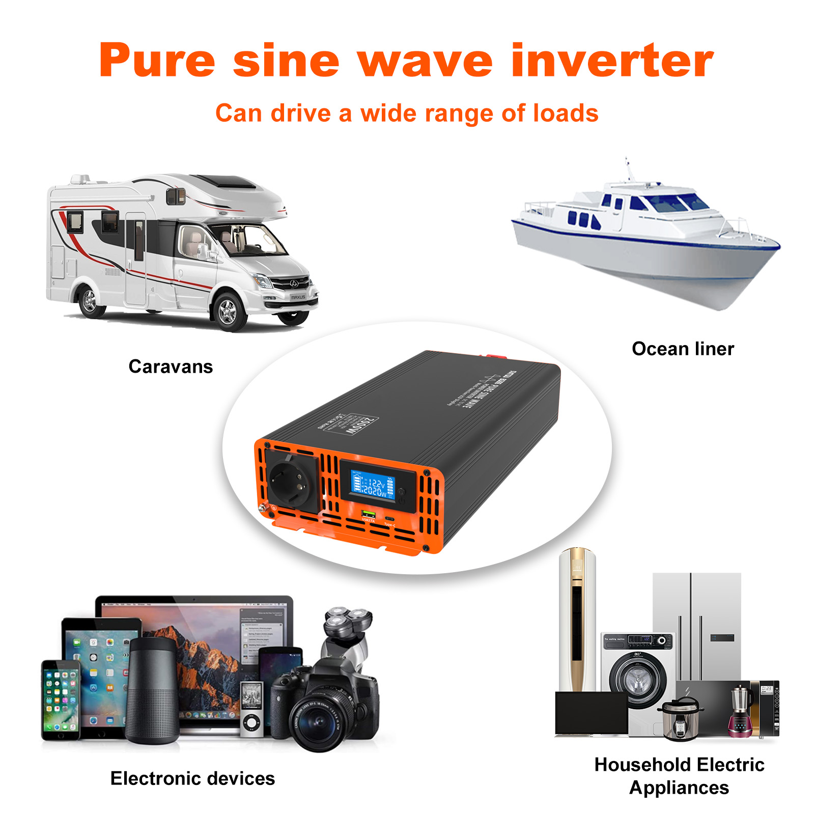 4000W Tepe Gücü 12v 24V 48V DC - Power Inverter 12V 220V 4000W Continuous incelemesi ve fiyatı